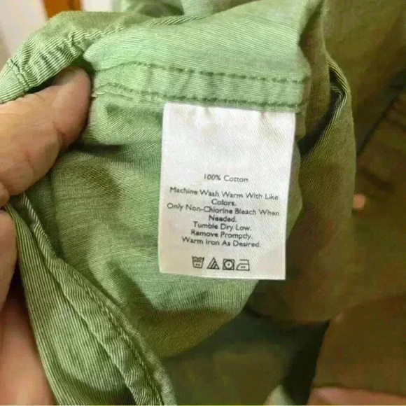 Eddie Bauer Classic Fit Button Down Shirt Men Large Green Collared Long Sleeve - Picture 6 of 6